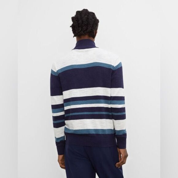 Club Monaco Slub Striped mockneck sweater Bomber Jacket  Sweater Men’s  SzSmall - Picture 2 of 11